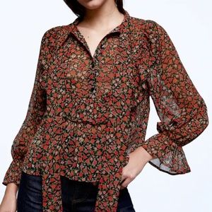 Zara floral print blouse